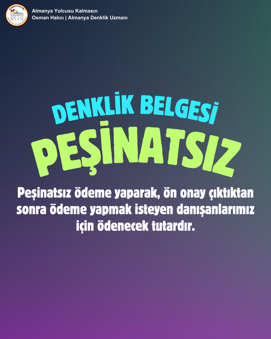 Peşinatsız Denklik Belgesi